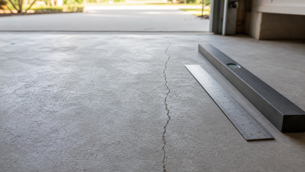 Concrete slab crack measurement in an Apopka garage