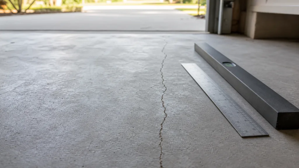 Concrete slab crack measurement in an Apopka garage