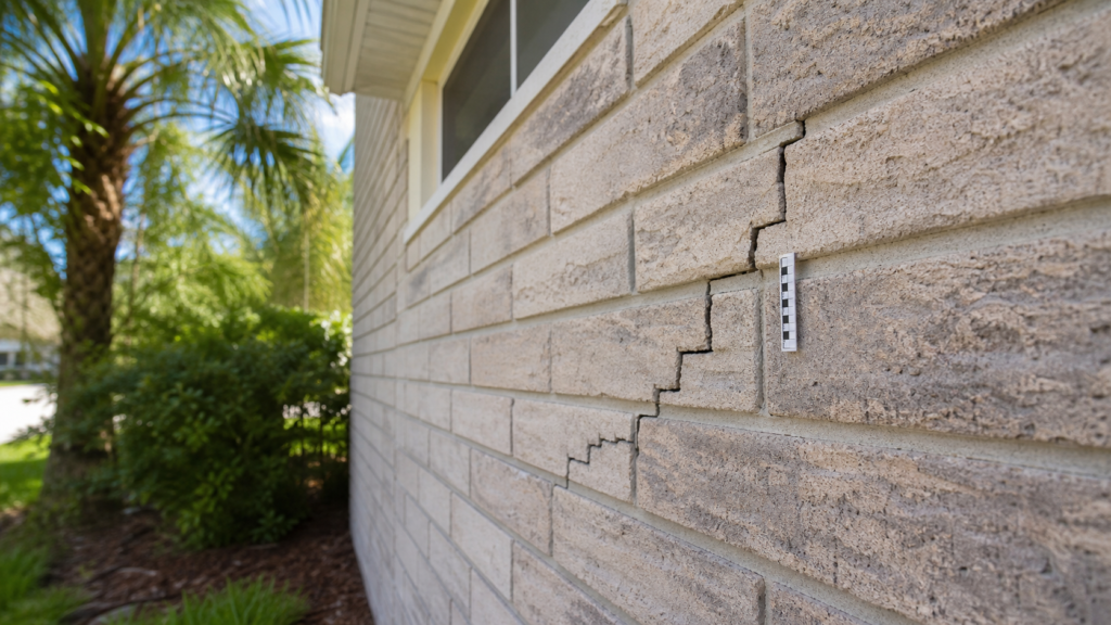 Stair-step masonry crack inspection in Apopka Florida