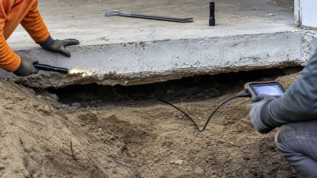 Why Voids Form Under Concrete in Apopka and How They Are Filled 5 Void inspection beneath a concrete slab in Apopka