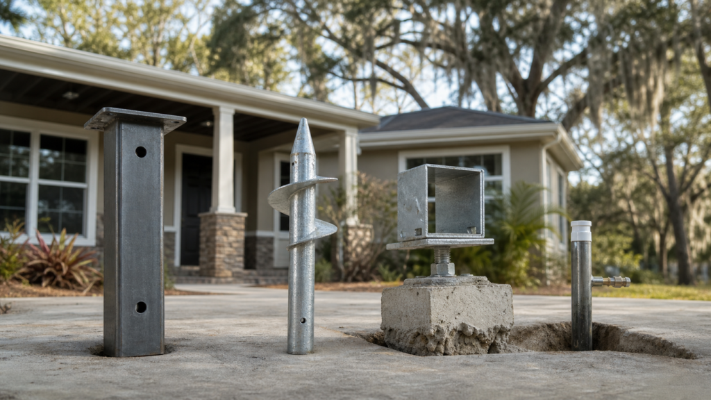 Foundation pier types at an Apopka repair site