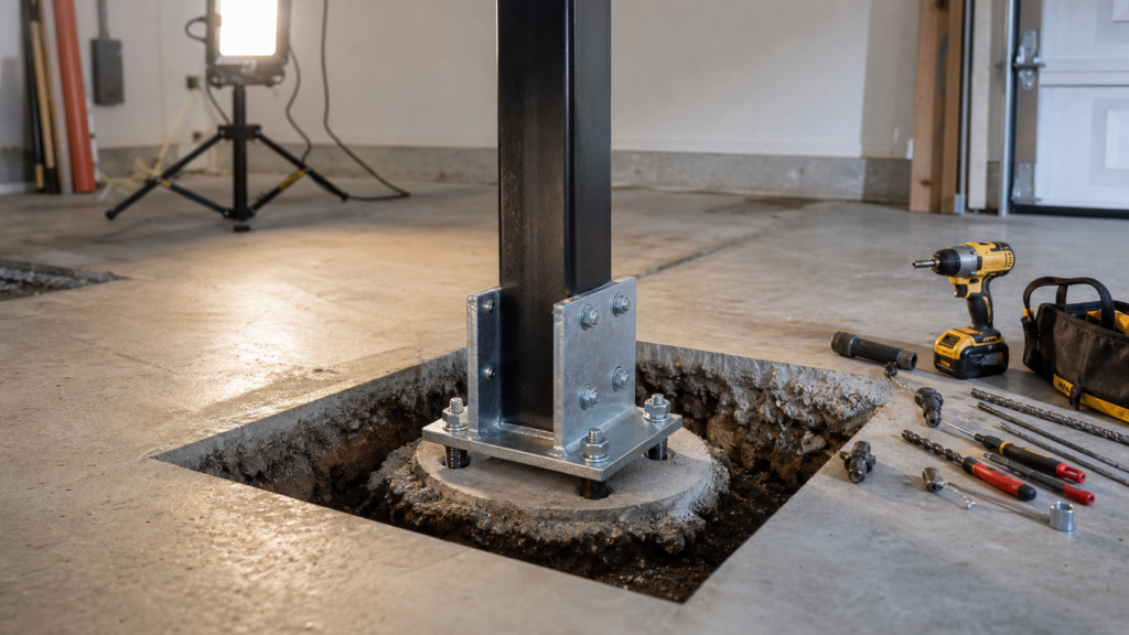 Slab pier access and bracket installation in Apopka