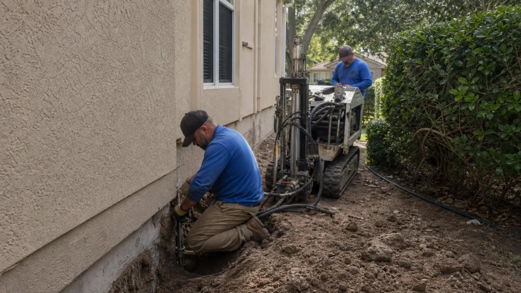 What Apopka Owners Should Know About Injection Piers 2 Injection pier installation beside an Apopka home