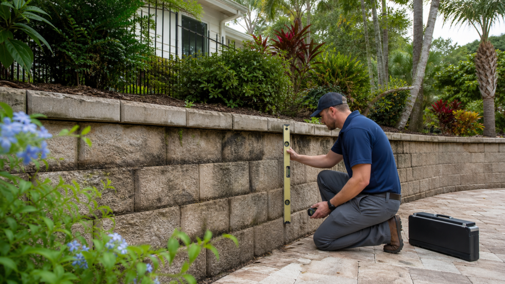 Retaining wall movement inspection in Apopka