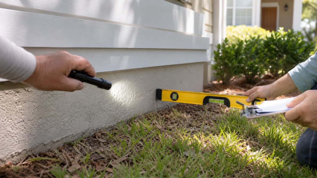 Home buyer checking a foundation in Apopka